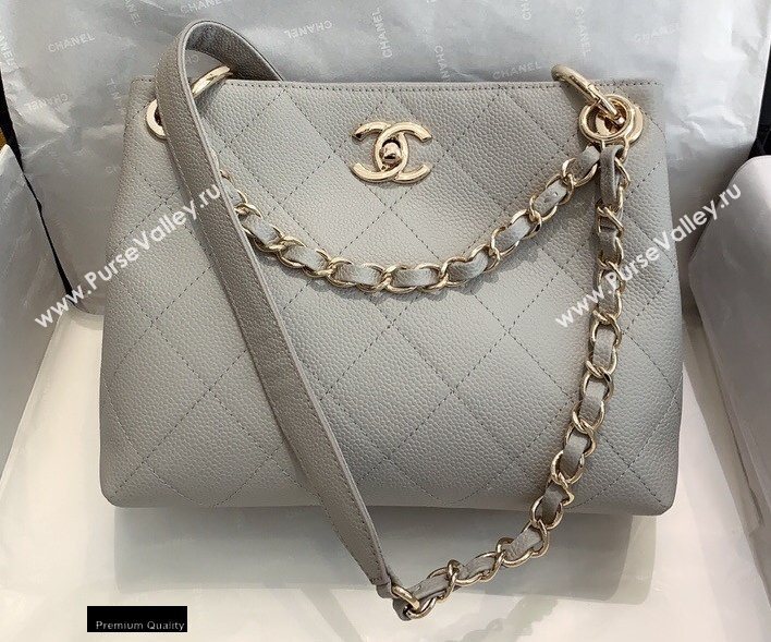 Chanel Caviar Leather Drawstring Bucket Bag Gray 2020 (smjd-20091708)