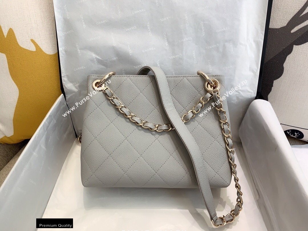 Chanel Caviar Leather Drawstring Bucket Bag Gray 2020 (smjd-20091708)