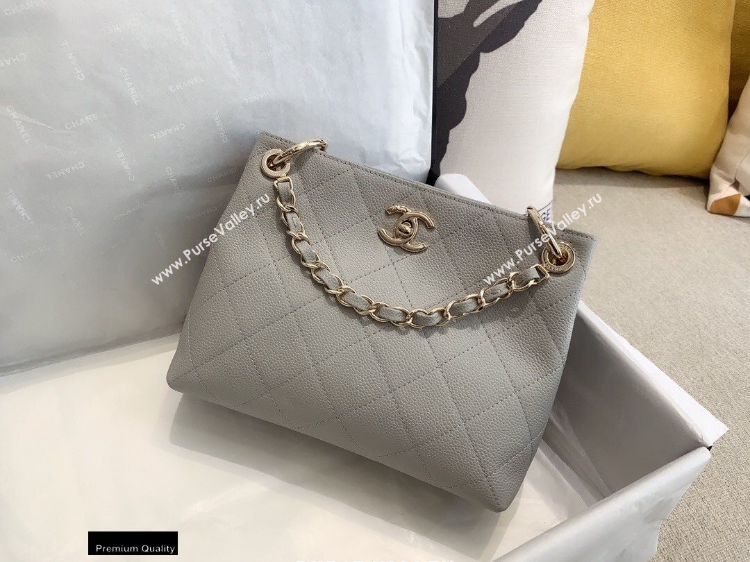 Chanel Caviar Leather Drawstring Bucket Bag Gray 2020 (smjd-20091708)