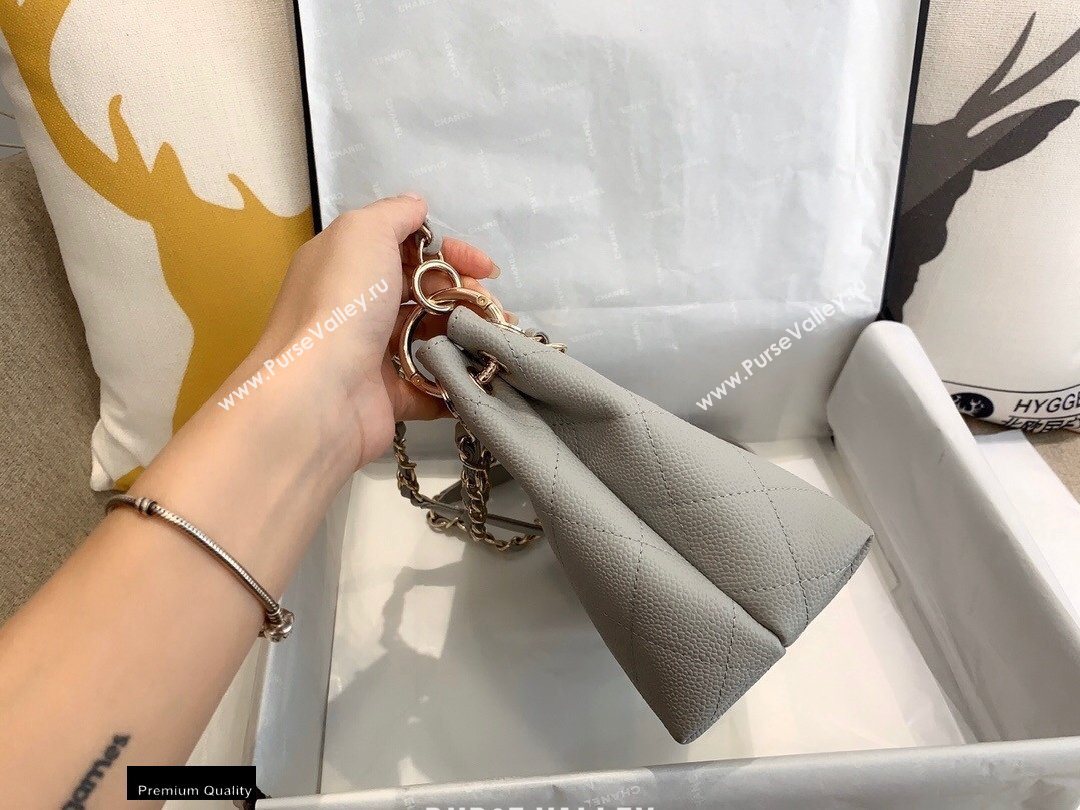 Chanel Caviar Leather Drawstring Bucket Bag Gray 2020 (smjd-20091708)