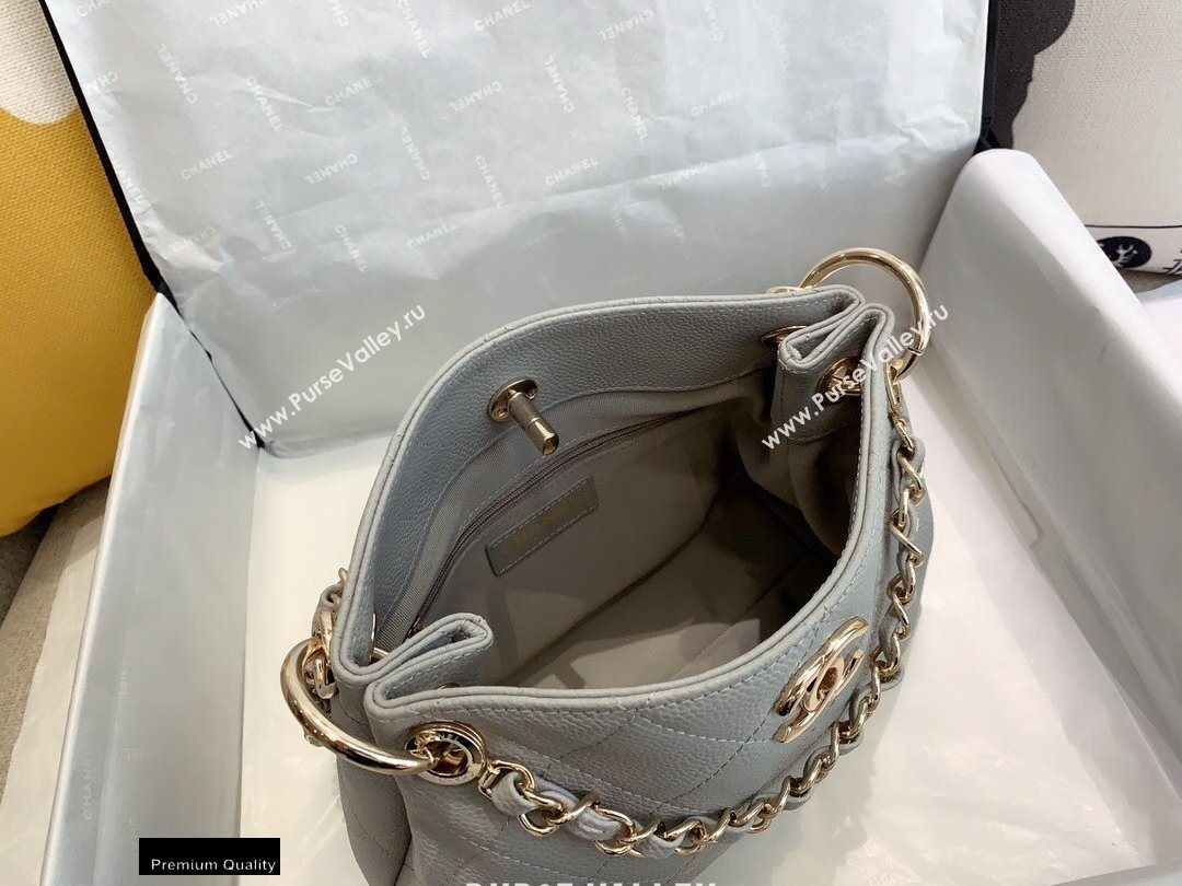 Chanel Caviar Leather Drawstring Bucket Bag Gray 2020 (smjd-20091708)