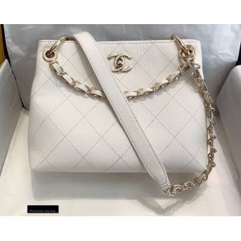 Chanel Caviar Leather Drawstring Bucket Bag White 2020 (smjd-20091710)