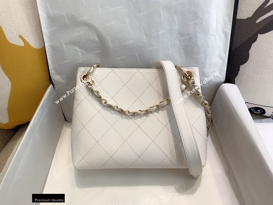 Chanel Caviar Leather Drawstring Bucket Bag White 2020 (smjd-20091710)