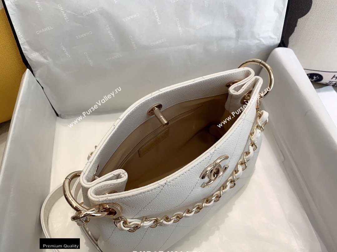 Chanel Caviar Leather Drawstring Bucket Bag White 2020 (smjd-20091710)