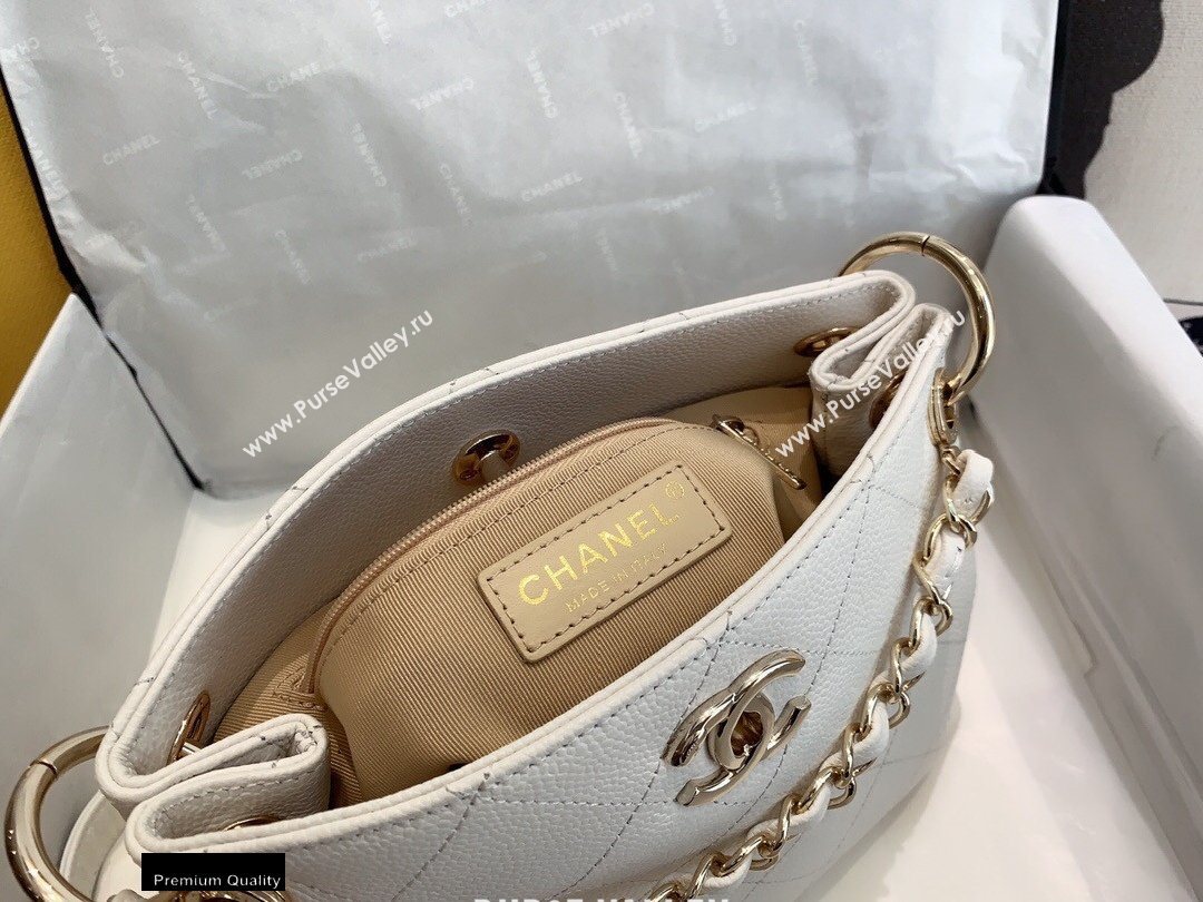 Chanel Caviar Leather Drawstring Bucket Bag White 2020 (smjd-20091710)