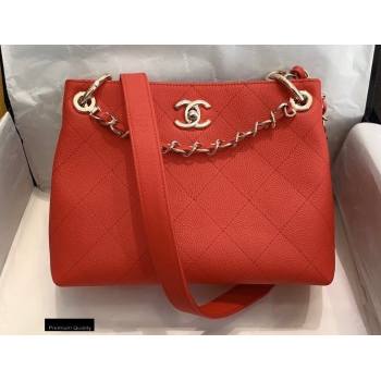 Chanel Caviar Leather Drawstring Bucket Bag Red 2020 (smjd-20091709)