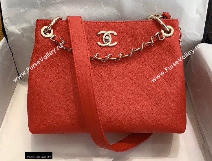 Chanel Caviar Leather Drawstring Bucket Bag Red 2020 (smjd-20091709)