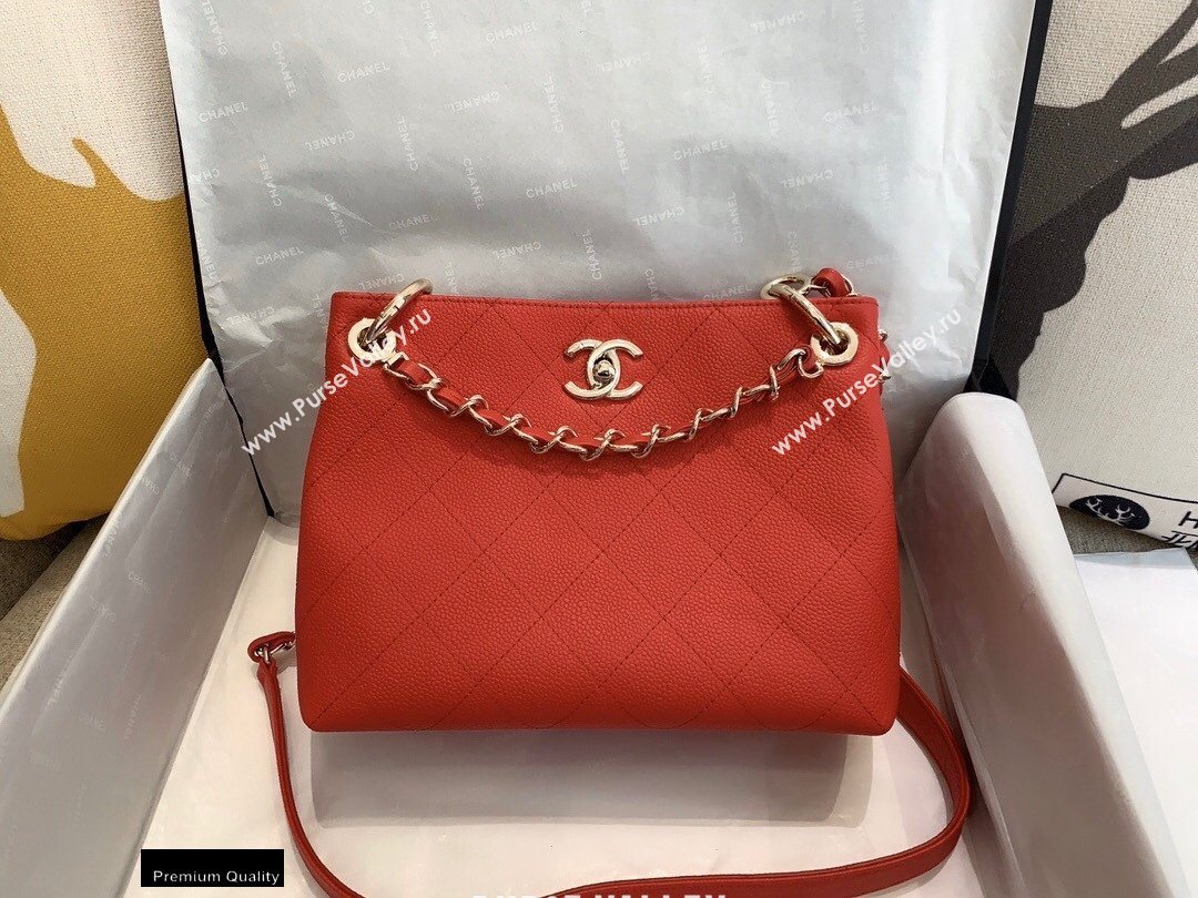 Chanel Caviar Leather Drawstring Bucket Bag Red 2020 (smjd-20091709)