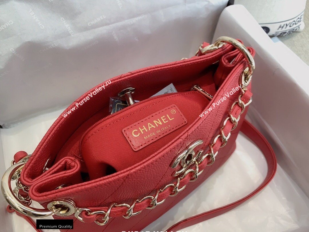 Chanel Caviar Leather Drawstring Bucket Bag Red 2020 (smjd-20091709)