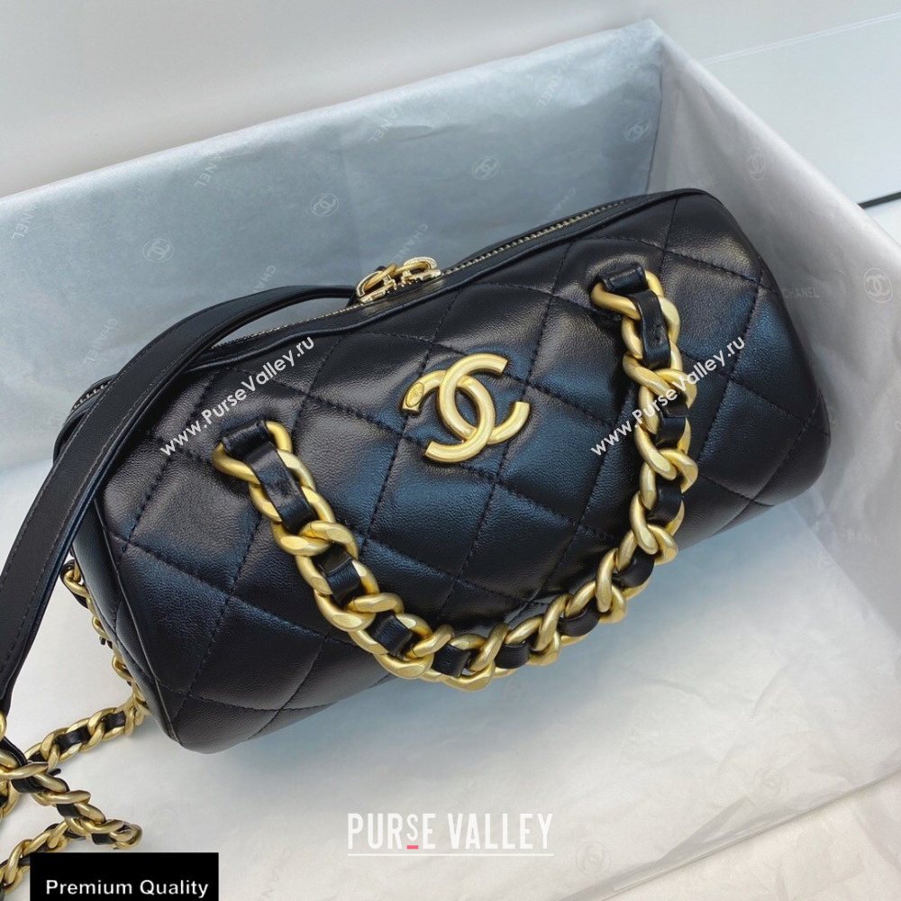 Chanel Shiny Lambskin Small Bowling Bag AS1899 Black 2020 (smjd-20091728)