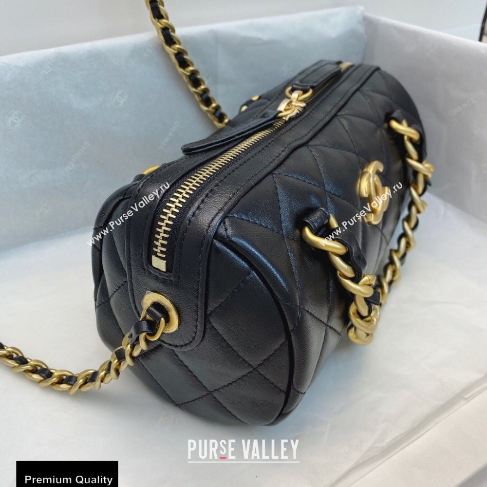 Chanel Shiny Lambskin Small Bowling Bag AS1899 Black 2020 (smjd-20091728)