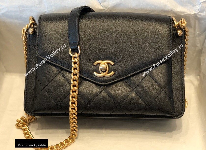 Chanel Lambskin Quilted Flap Bag Black/Gold 2020 (smjd-20091827)