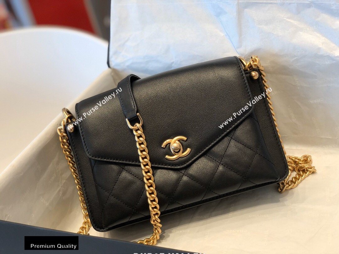 Chanel Lambskin Quilted Flap Bag Black/Gold 2020 (smjd-20091827)