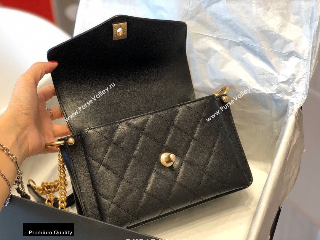 Chanel Lambskin Quilted Flap Bag Black/Gold 2020 (smjd-20091827)