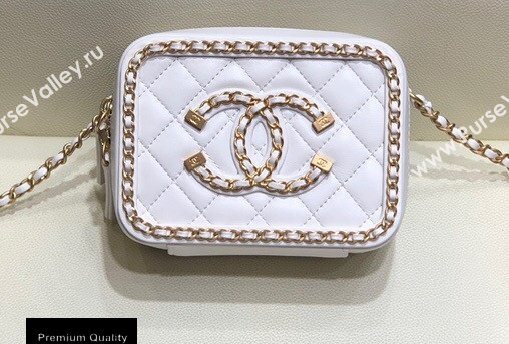 Chanel Chain CC Filigree Clutch with Chain Vanity Case Bag A84452 White 2020 (smjd-20091812)