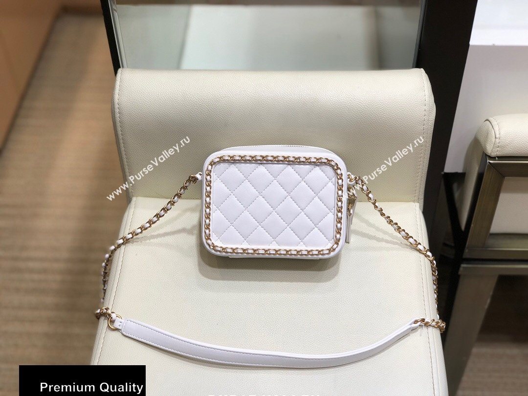 Chanel Chain CC Filigree Clutch with Chain Vanity Case Bag A84452 White 2020 (smjd-20091812)