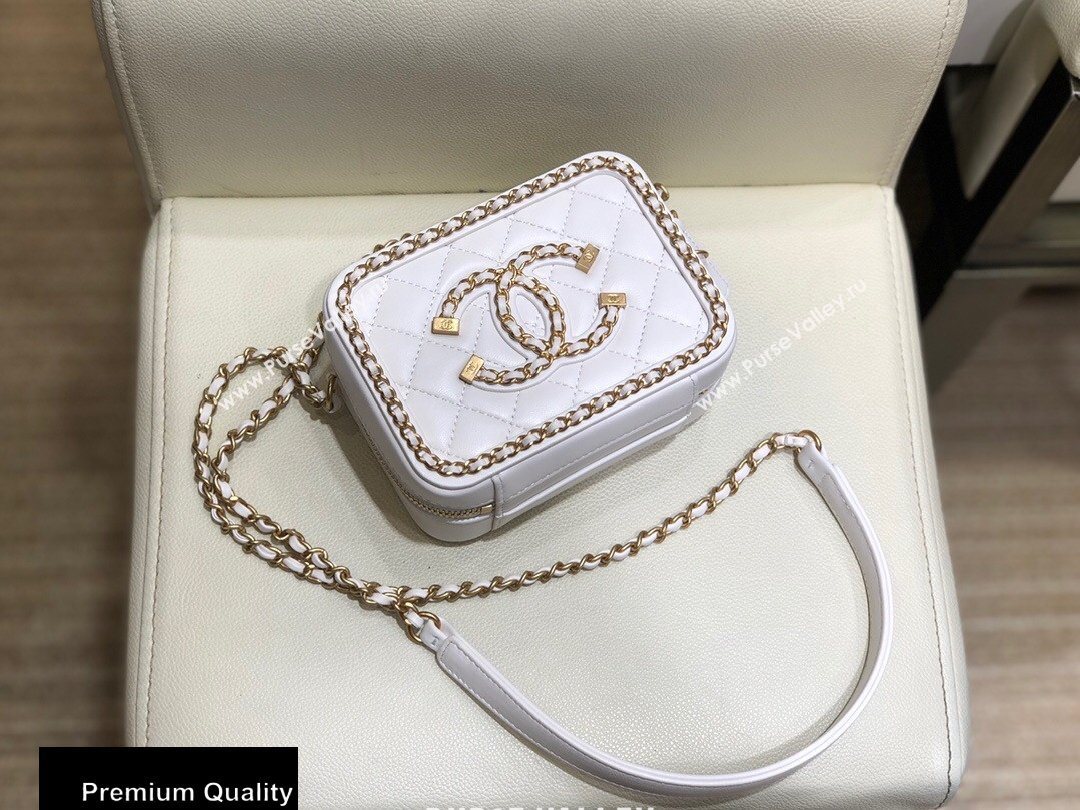 Chanel Chain CC Filigree Clutch with Chain Vanity Case Bag A84452 White 2020 (smjd-20091812)