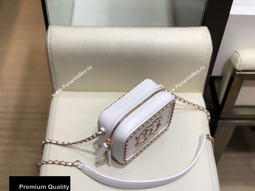 Chanel Chain CC Filigree Clutch with Chain Vanity Case Bag A84452 White 2020 (smjd-20091812)