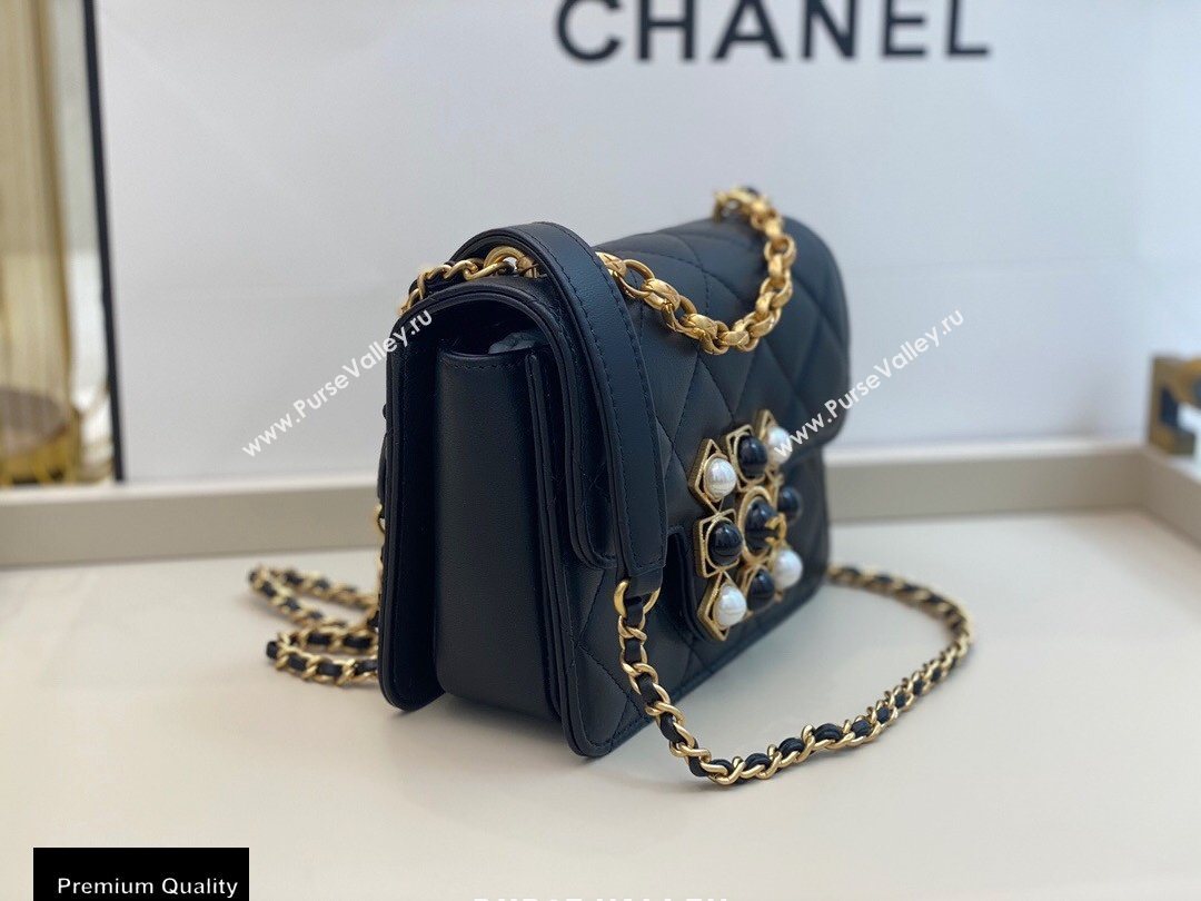 Chanel Lambskin with Onyx and Pearls Mini Flap Bag AS1889 Black 2020 (smjd-20091725)