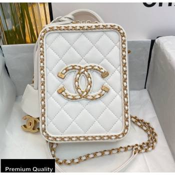 Chanel Chain CC Filigree Vertical Clutch with Chain Vanity Case Bag AS0988 White 2020 (smjd-20091810)