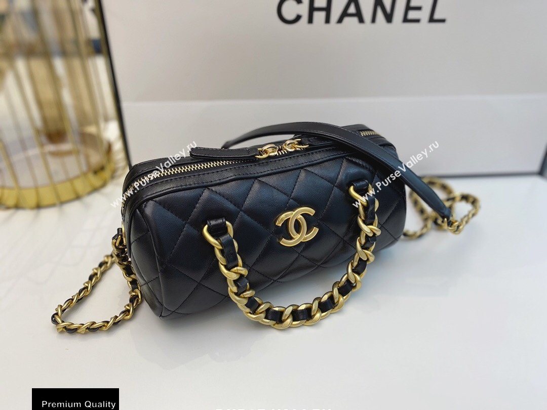 Chanel Shiny Lambskin Small Bowling Bag AS1899 Black 2020 (smjd-20091728)