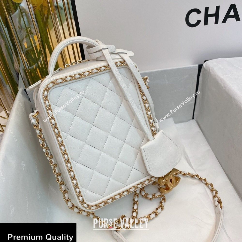 Chanel Chain CC Filigree Vertical Clutch with Chain Vanity Case Bag AS0988 White 2020 (smjd-20091810)