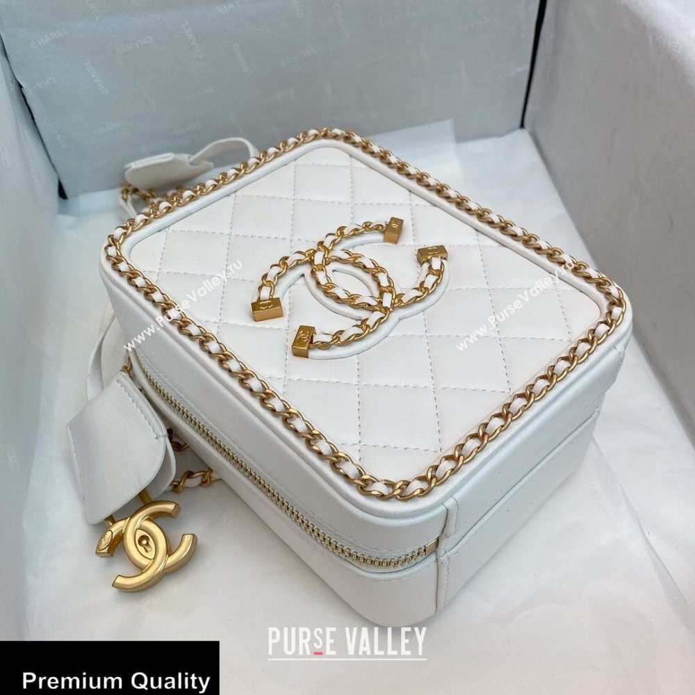 Chanel Chain CC Filigree Vertical Clutch with Chain Vanity Case Bag AS0988 White 2020 (smjd-20091810)