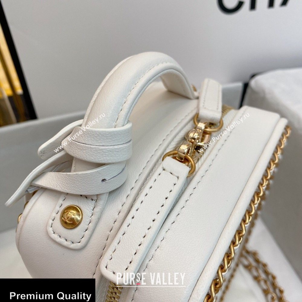Chanel Chain CC Filigree Vertical Clutch with Chain Vanity Case Bag AS0988 White 2020 (smjd-20091810)