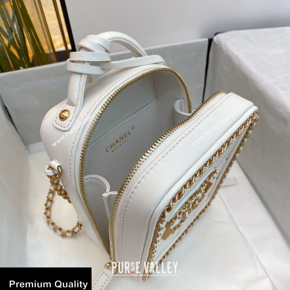 Chanel Chain CC Filigree Vertical Clutch with Chain Vanity Case Bag AS0988 White 2020 (smjd-20091810)