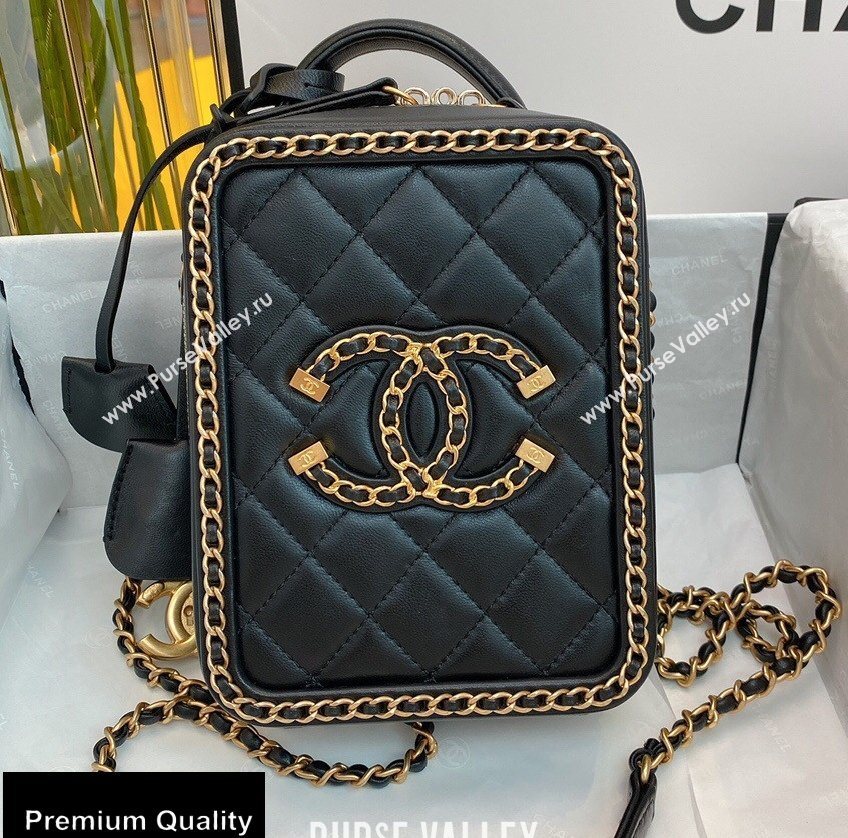 Chanel Chain CC Filigree Vertical Clutch with Chain Vanity Case Bag AS0988 Black 2020 (smjd-20091809)