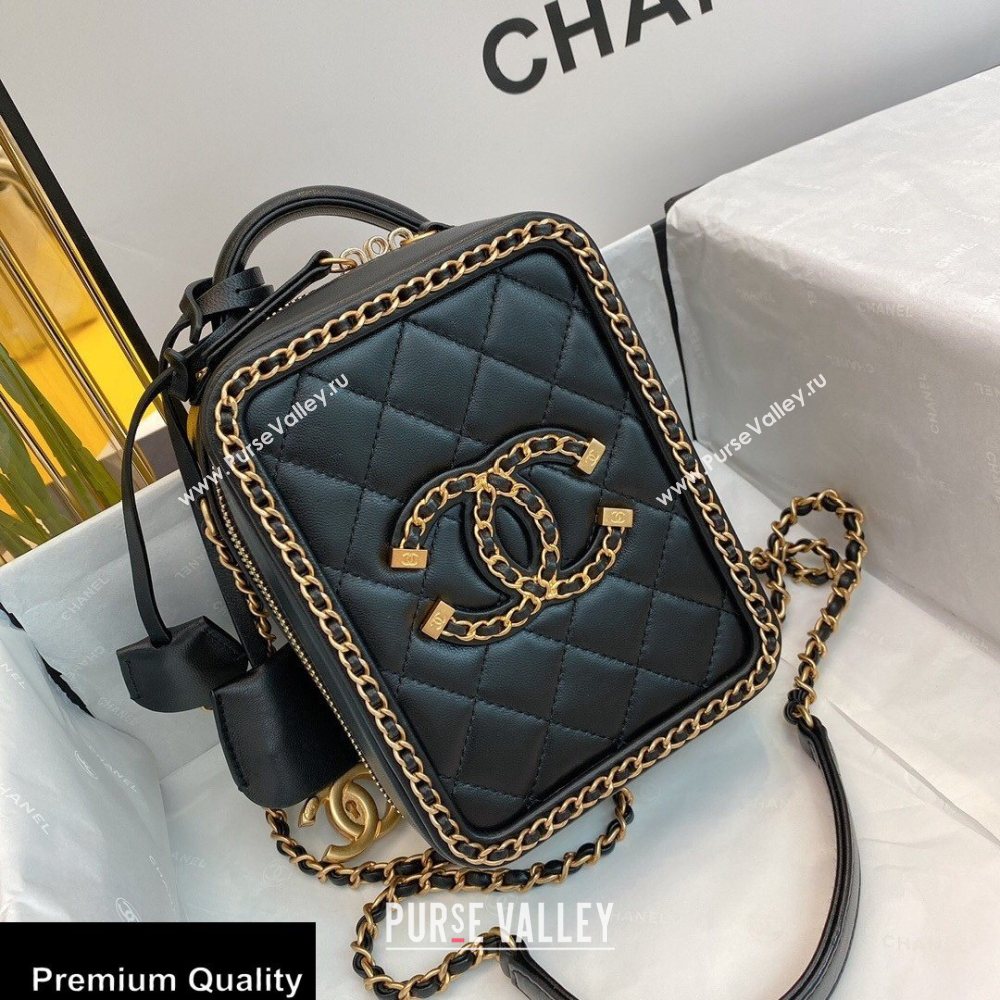 Chanel Chain CC Filigree Vertical Clutch with Chain Vanity Case Bag AS0988 Black 2020 (smjd-20091809)