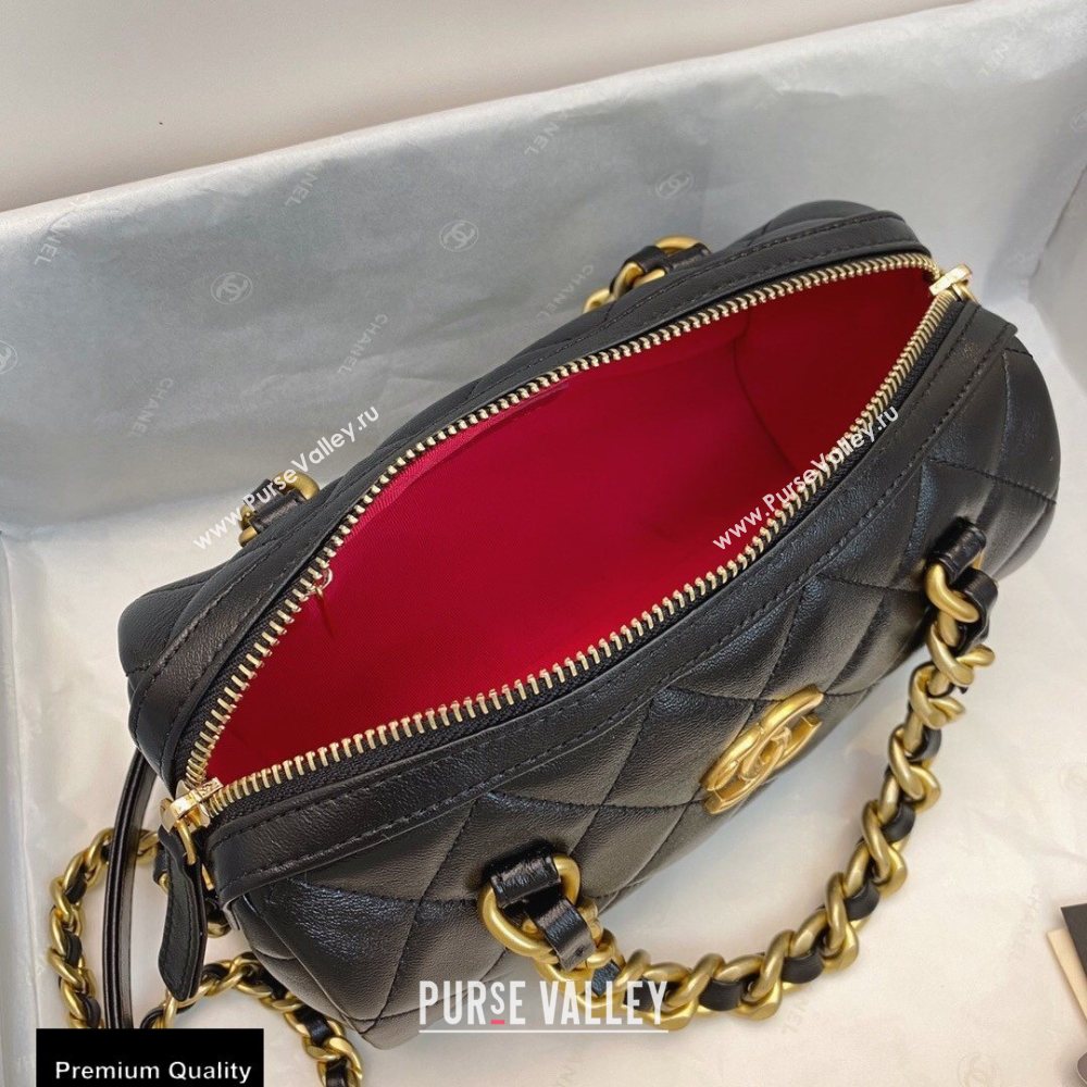 Chanel Shiny Lambskin Small Bowling Bag AS1899 Black 2020 (smjd-20091728)
