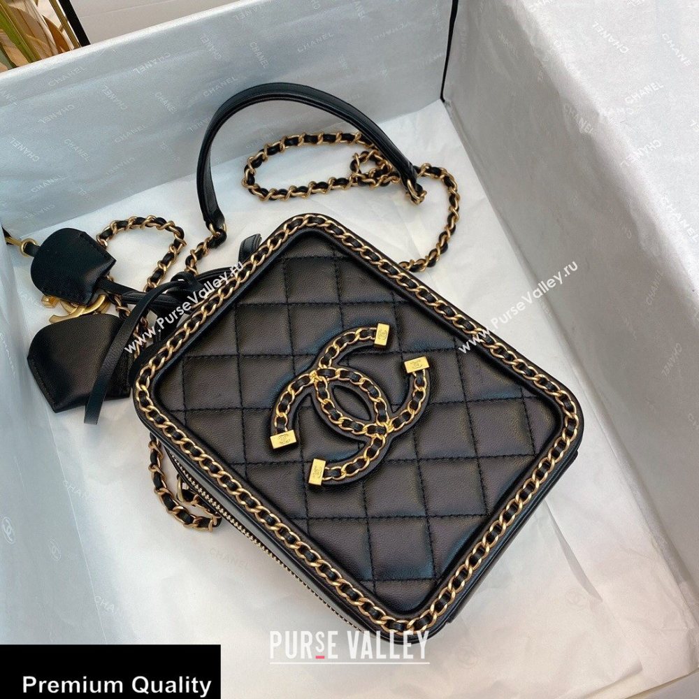 Chanel Chain CC Filigree Vertical Clutch with Chain Vanity Case Bag AS0988 Black 2020 (smjd-20091809)