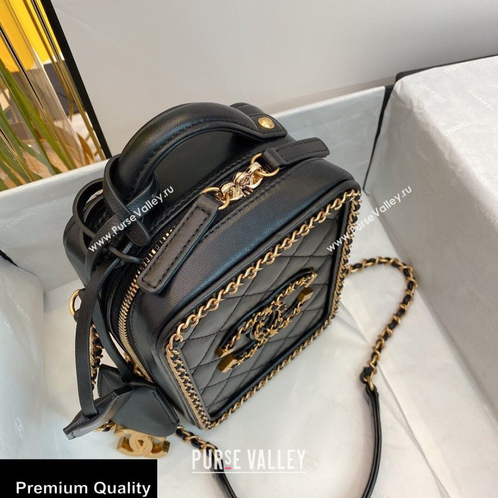 Chanel Chain CC Filigree Vertical Clutch with Chain Vanity Case Bag AS0988 Black 2020 (smjd-20091809)