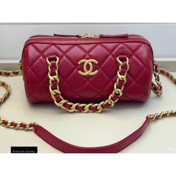 Chanel Shiny Lambskin Small Bowling Bag AS1899 Red 2020 (smjd-20091729)