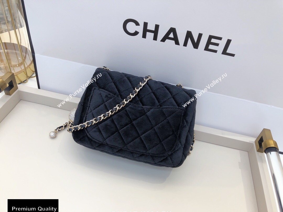 Chanel Velvet Strass Pearl Crush Mini Flap Bag AS1786 Black 2020 (smjd-20091722)