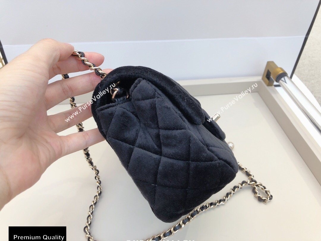 Chanel Velvet Strass Pearl Crush Mini Flap Bag AS1786 Black 2020 (smjd-20091722)