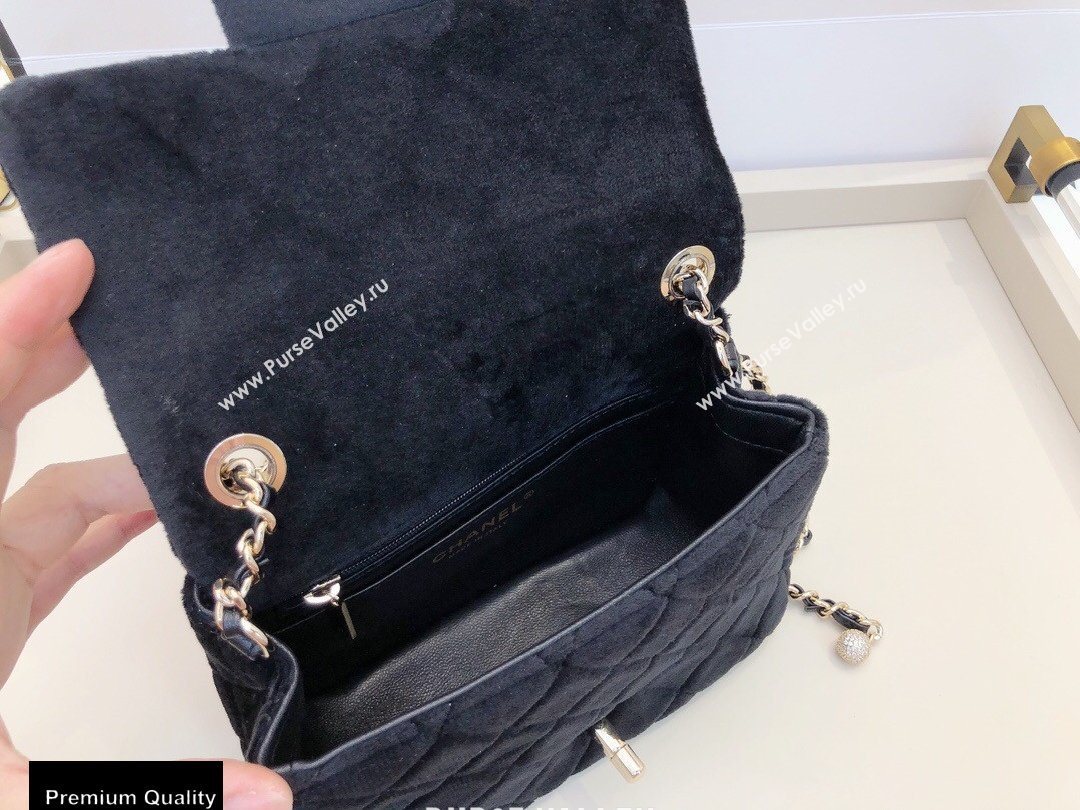 Chanel Velvet Strass Pearl Crush Mini Flap Bag AS1786 Black 2020 (smjd-20091722)