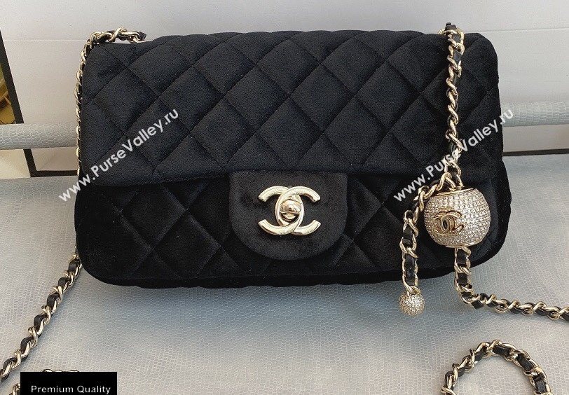 Chanel Velvet Strass Pearl Crush Flap Bag AS1787 Black 2020 (smjd-20091721)