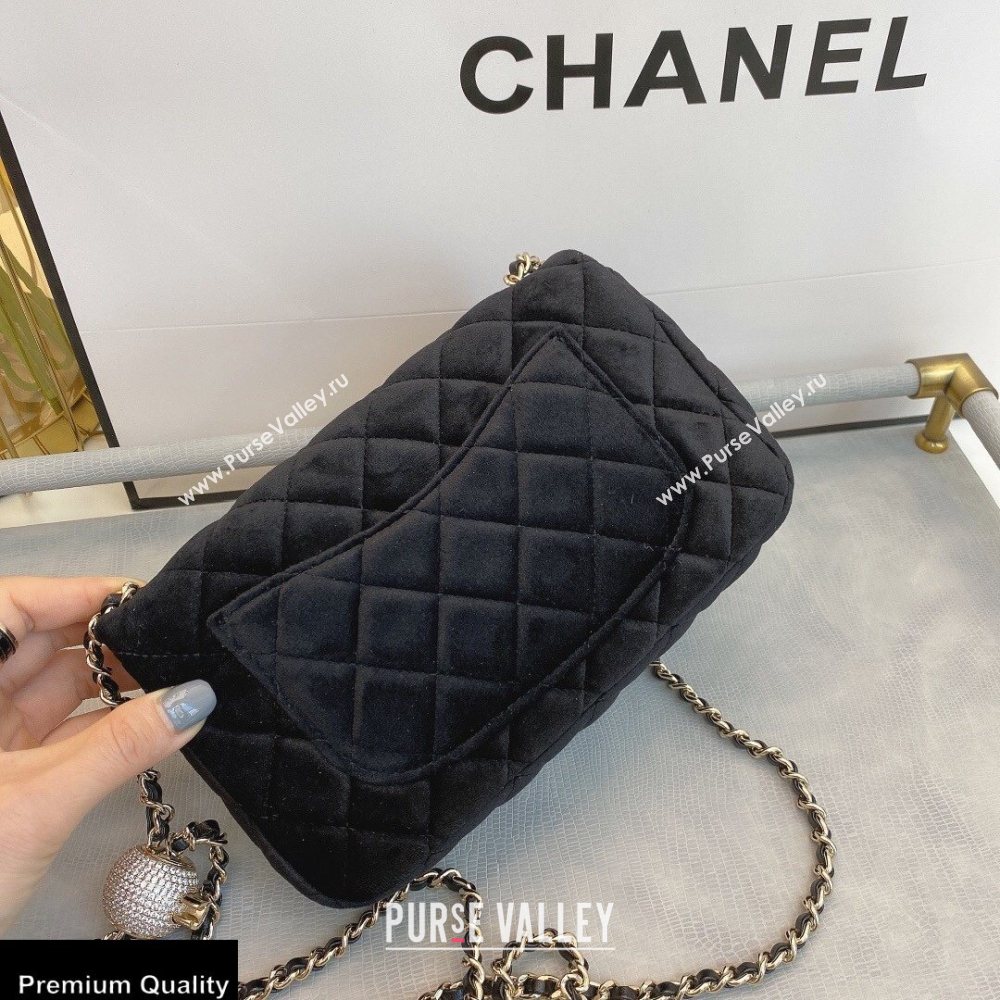 Chanel Velvet Strass Pearl Crush Flap Bag AS1787 Black 2020 (smjd-20091721)