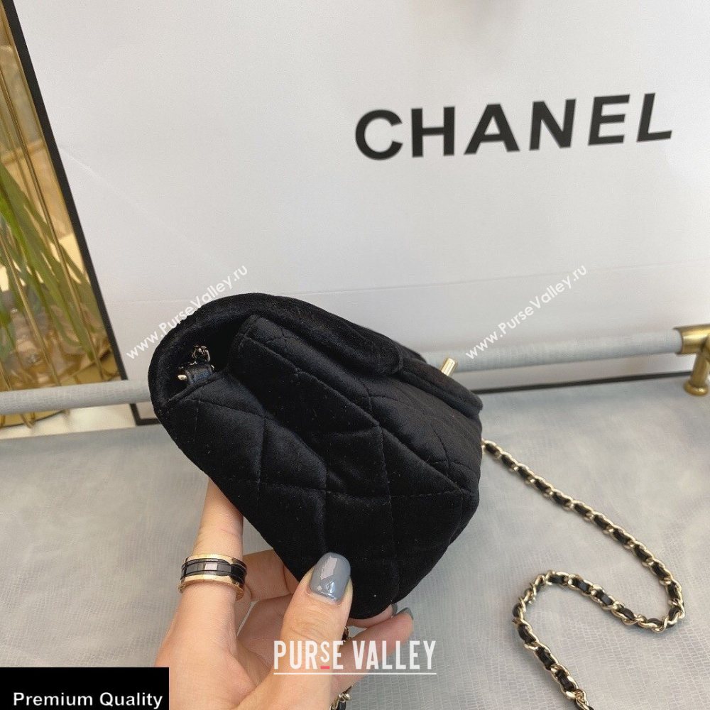 Chanel Velvet Strass Pearl Crush Flap Bag AS1787 Black 2020 (smjd-20091721)