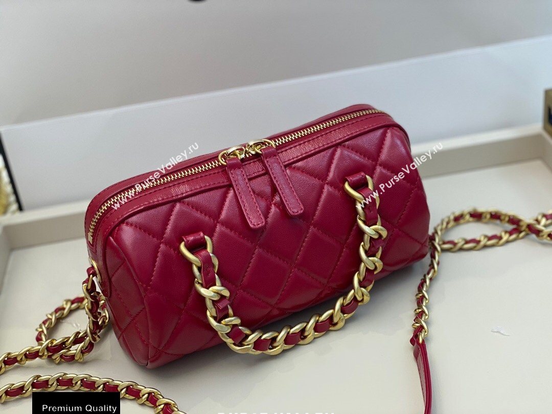 Chanel Shiny Lambskin Small Bowling Bag AS1899 Red 2020 (smjd-20091729)