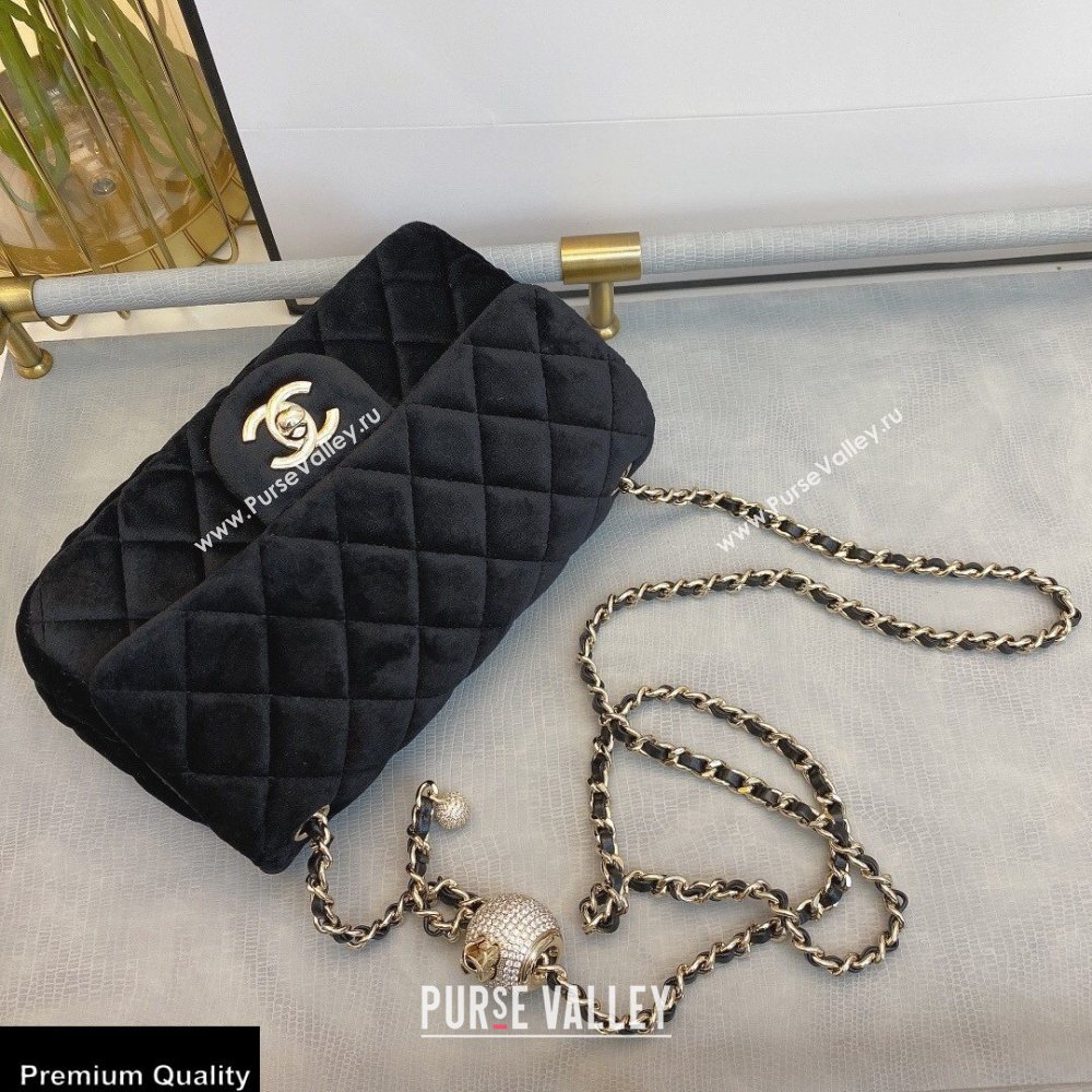 Chanel Velvet Strass Pearl Crush Flap Bag AS1787 Black 2020 (smjd-20091721)