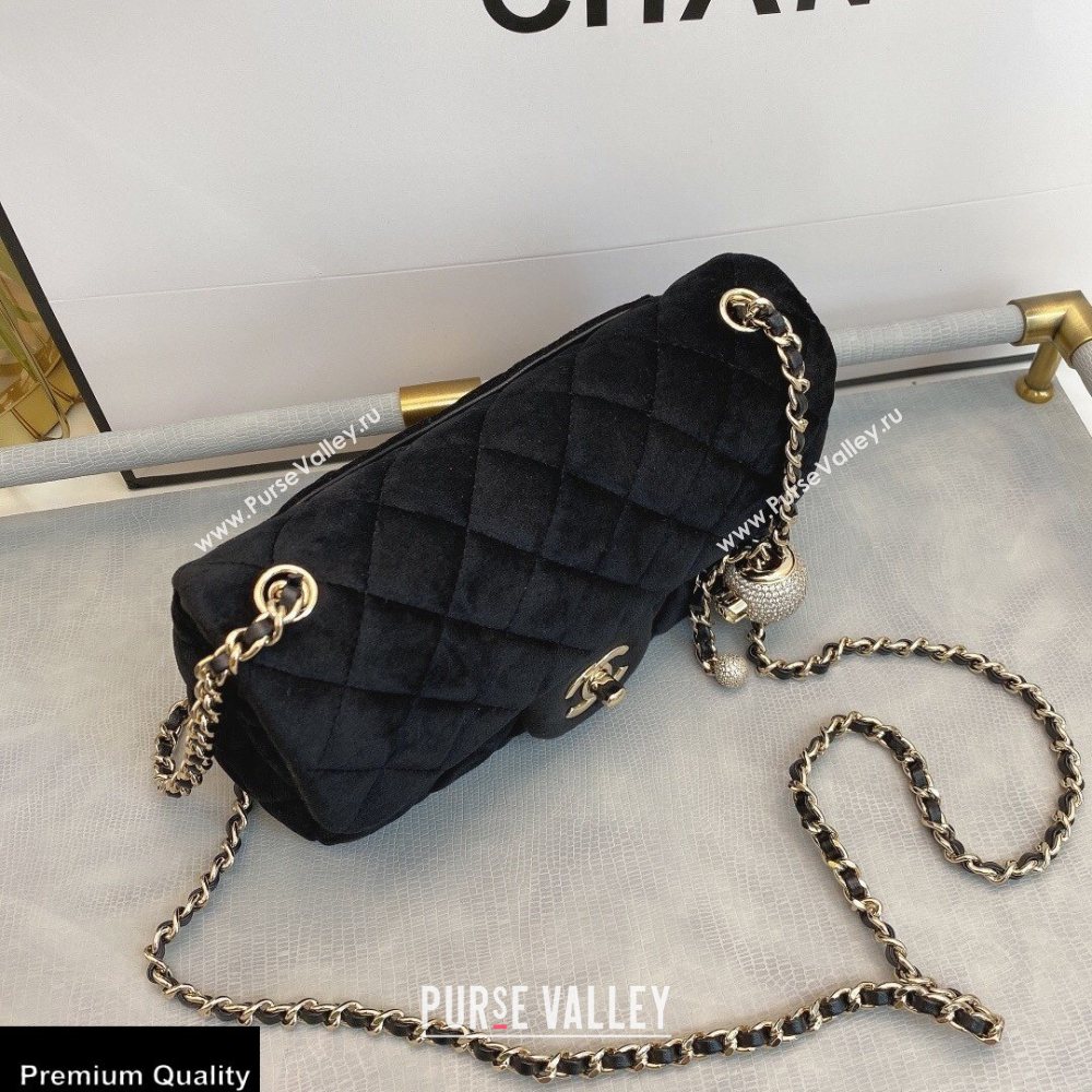 Chanel Velvet Strass Pearl Crush Flap Bag AS1787 Black 2020 (smjd-20091721)