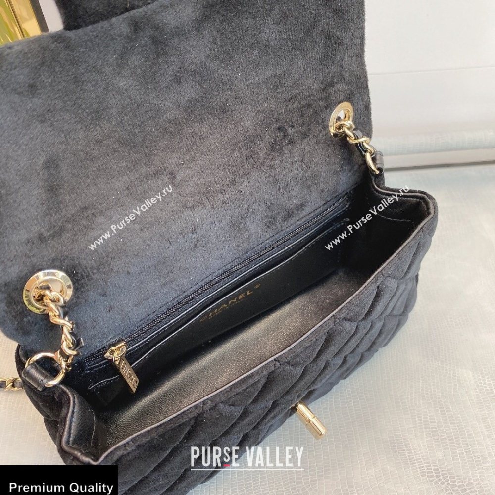 Chanel Velvet Strass Pearl Crush Flap Bag AS1787 Black 2020 (smjd-20091721)