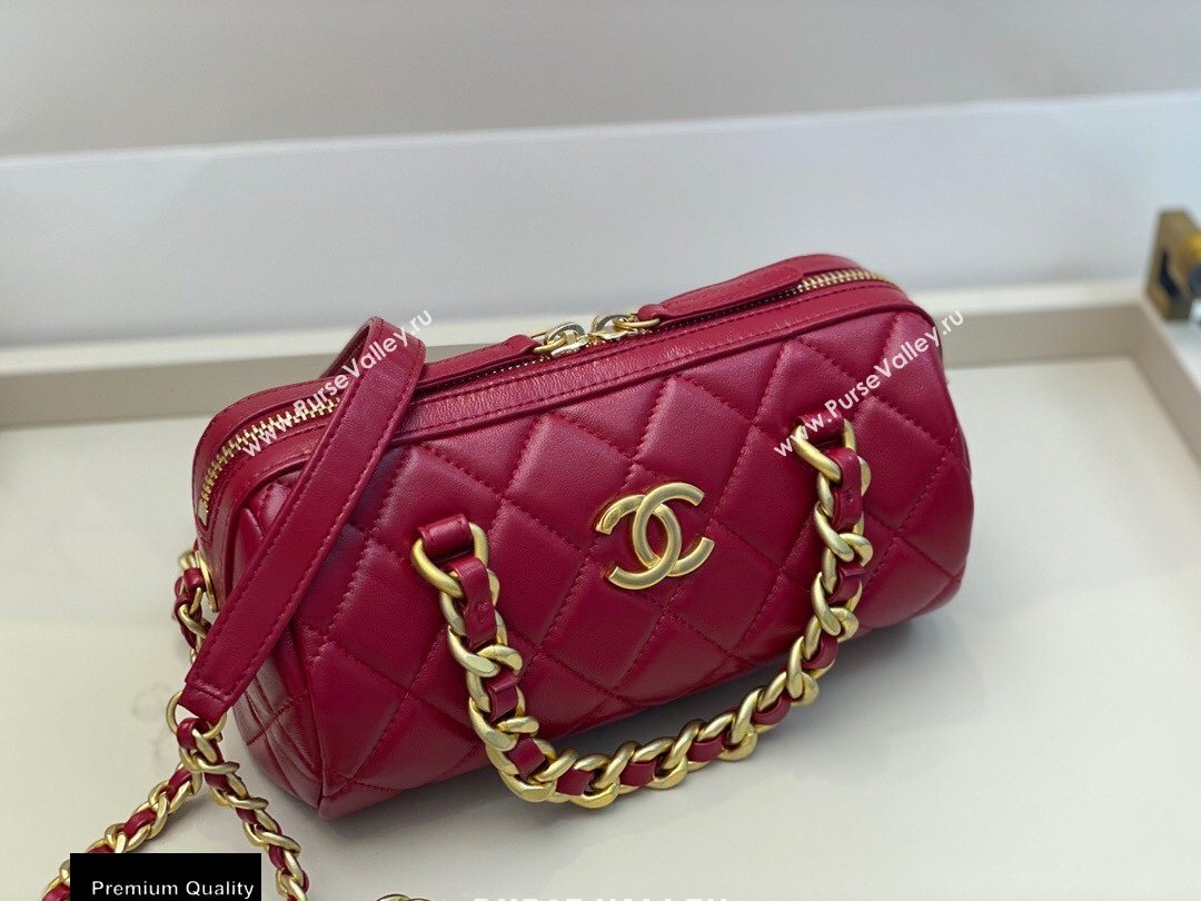 Chanel Shiny Lambskin Small Bowling Bag AS1899 Red 2020 (smjd-20091729)