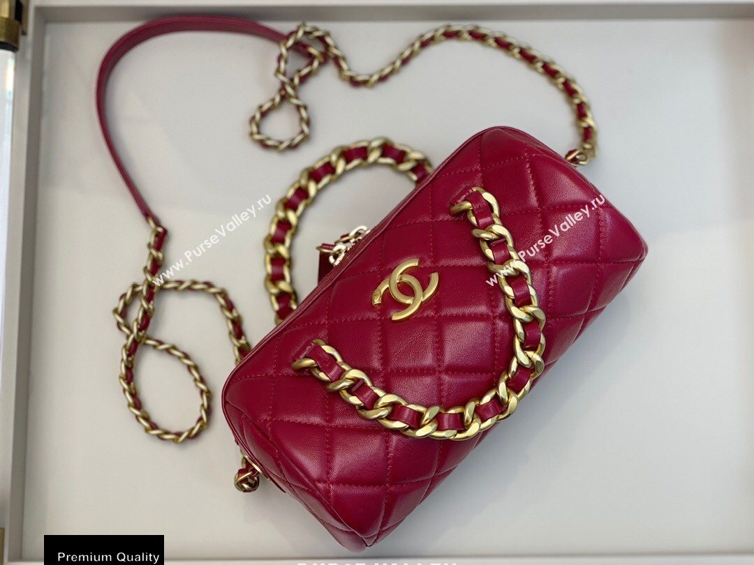 Chanel Shiny Lambskin Small Bowling Bag AS1899 Red 2020 (smjd-20091729)