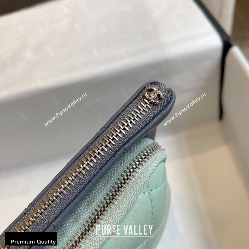 Chanel Pouch Clutch Bag with Multiple Pockets 1054 Gray/Green/Pink 2020 (smjd-20091825)