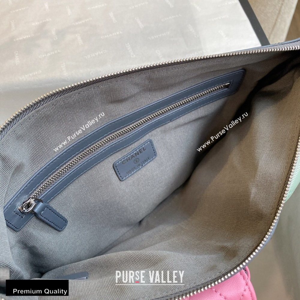 Chanel Pouch Clutch Bag with Multiple Pockets 1054 Gray/Green/Pink 2020 (smjd-20091825)