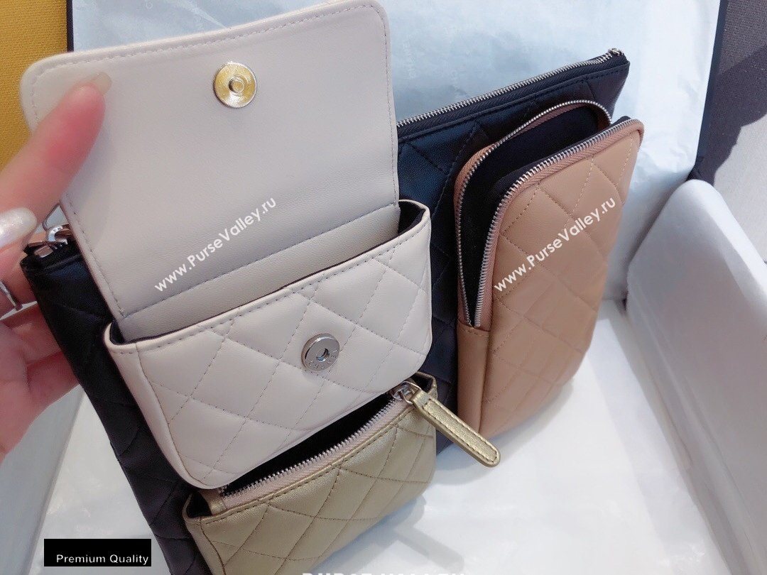 Chanel Pouch Clutch Bag with Multiple Pockets 1054 Black/Beige/Creamy/Gold 2020 (smjd-20091823)